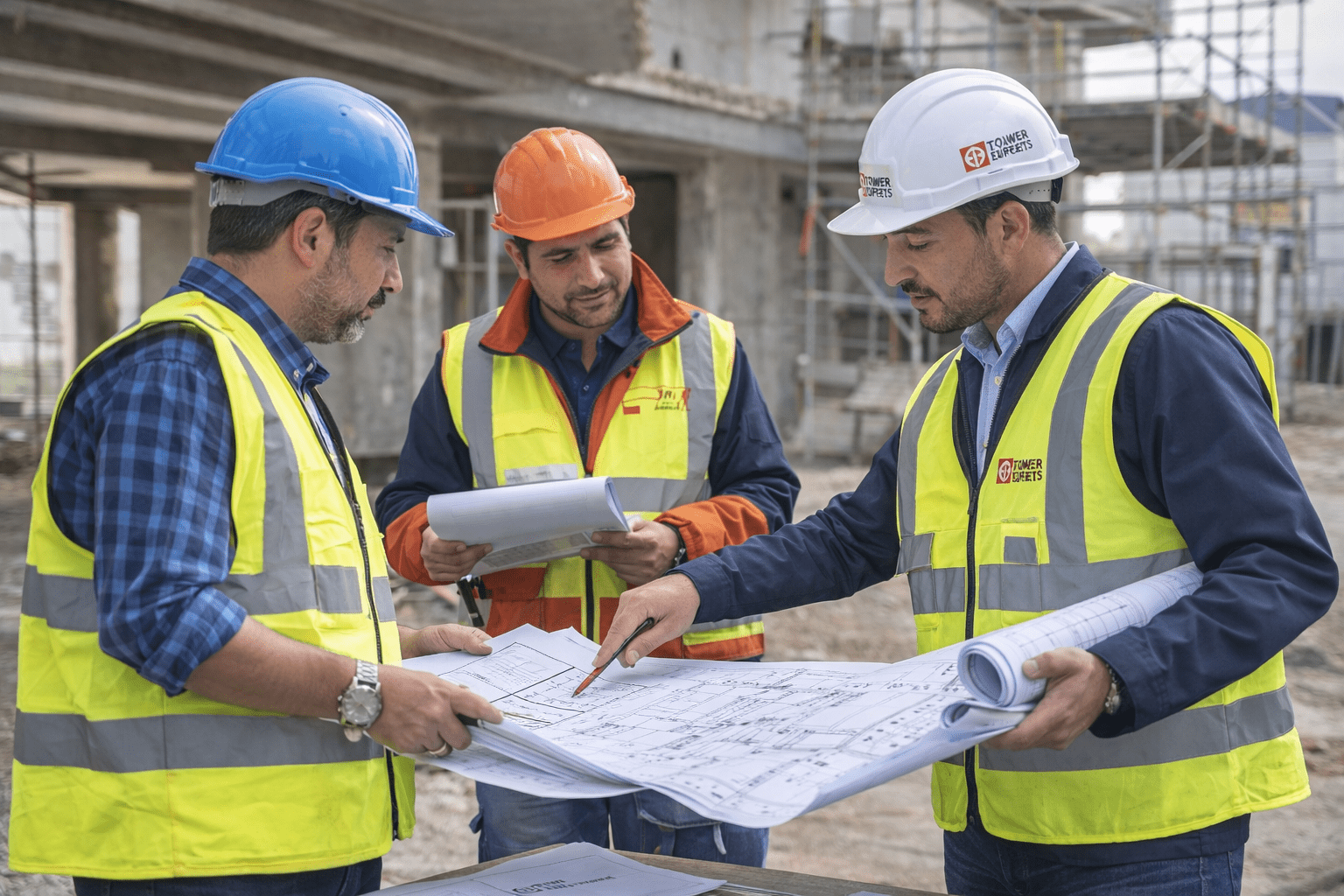 Ingénieur en stabilité en réunion de chantier avec maître d’ouvrage et entreprises